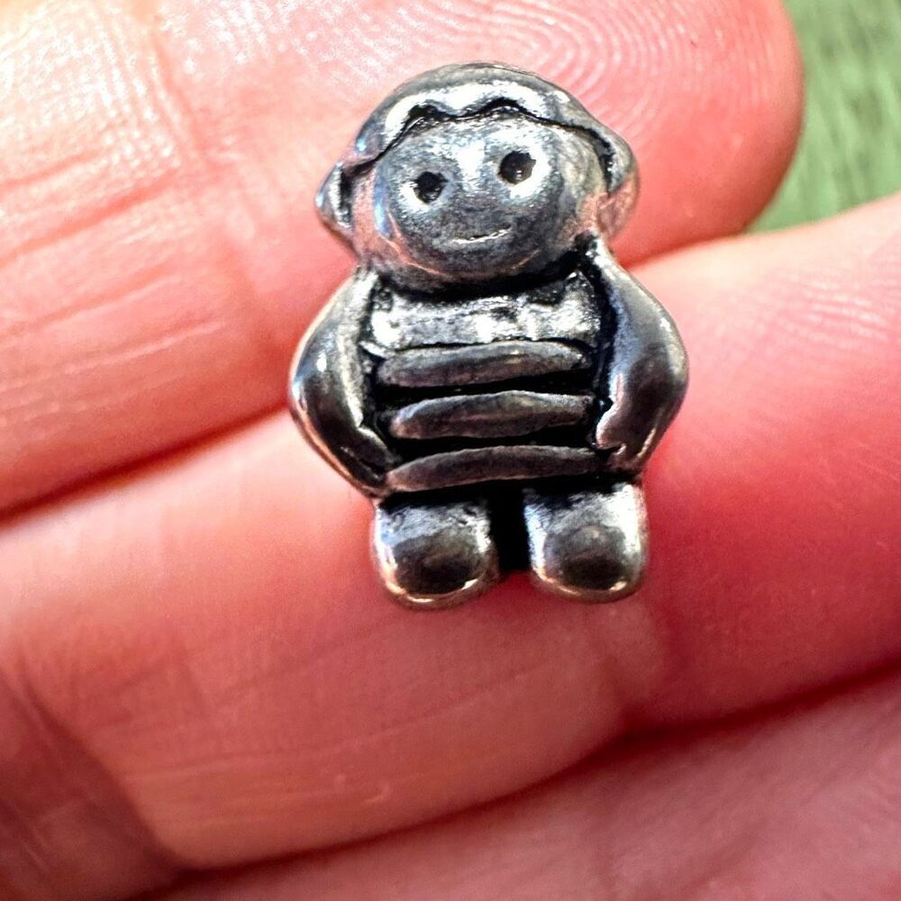 Silver tone boy charm